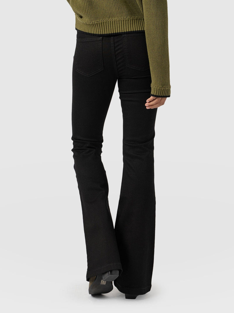 Bowie Stretch Flare Jeans - Jet Black