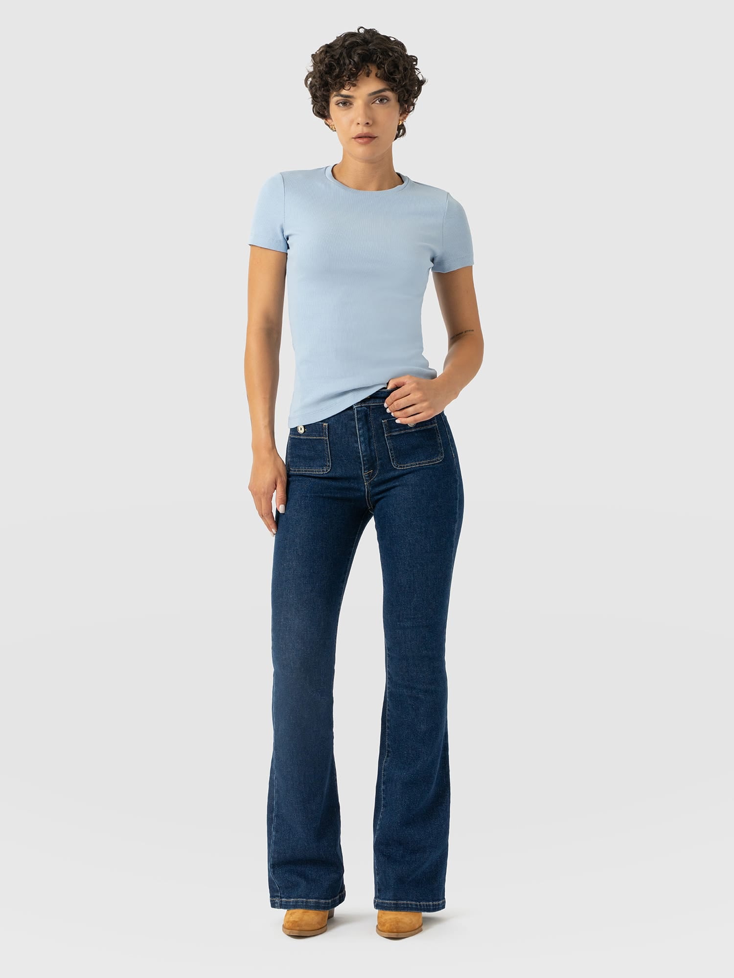 Bowie Stretch Flare Jeans - Mid Blue