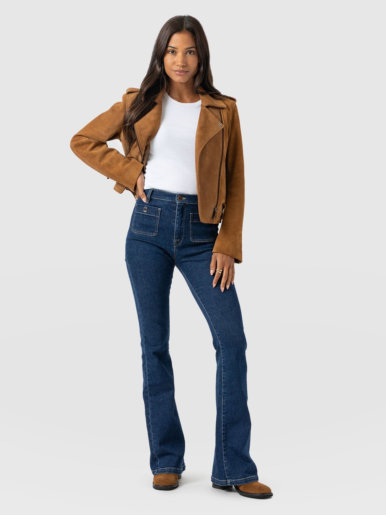Bowie Stretch Flare Jeans - Mid Blue