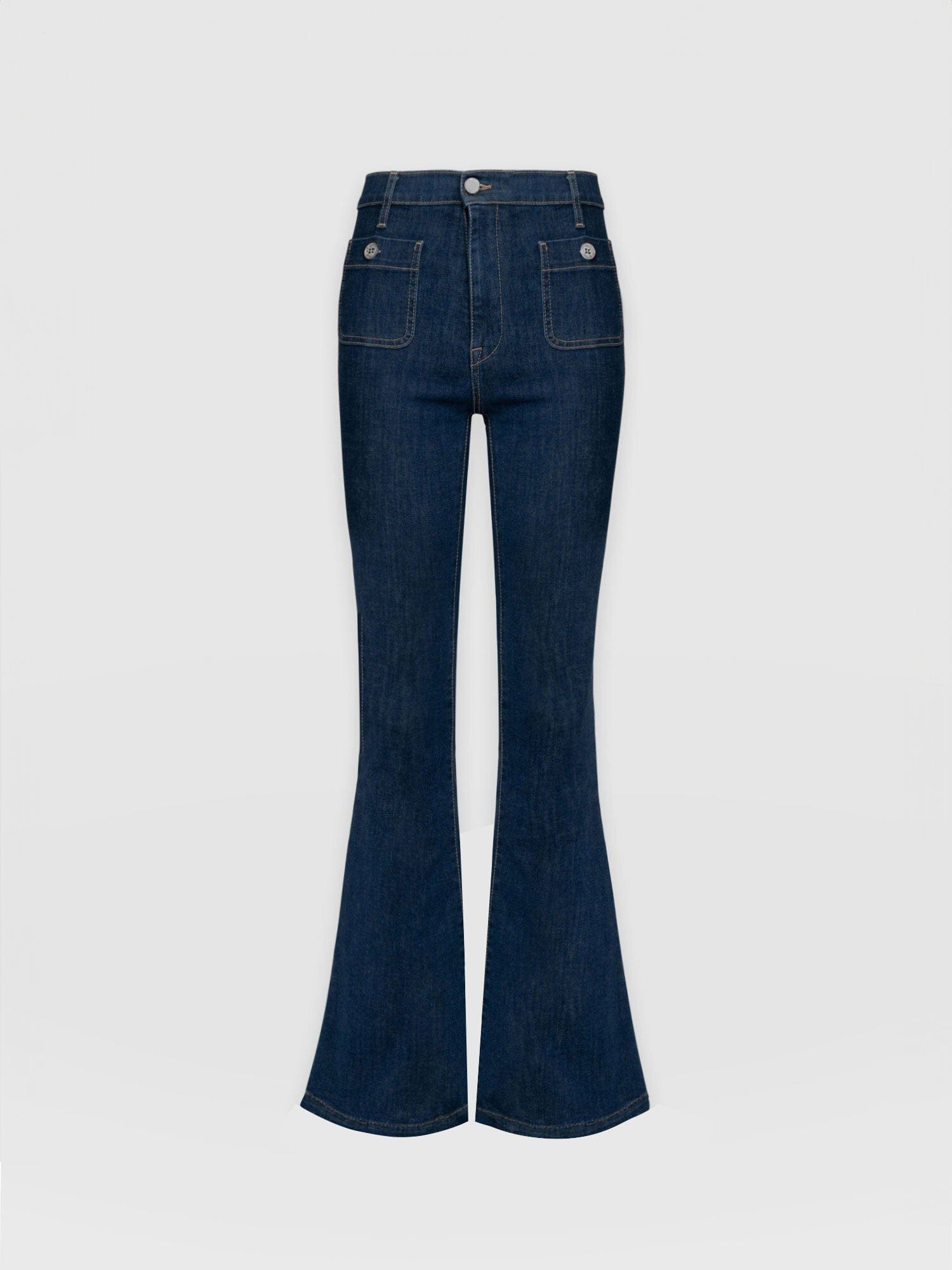 Bowie Stretch Flare Jeans Mid Blue - Women's Jeans | Saint + Sofia® UK