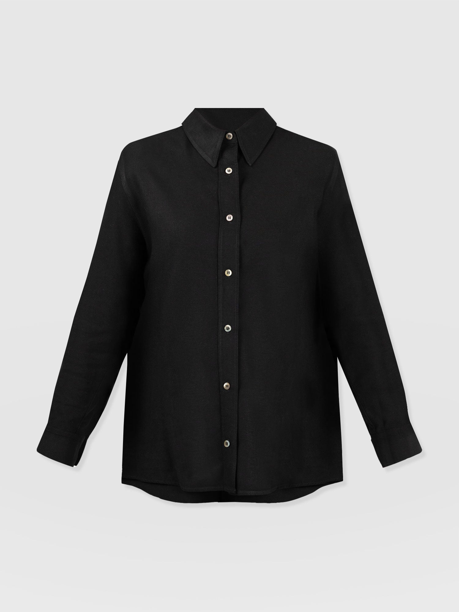 Boyfriend Shirt - Black Linen