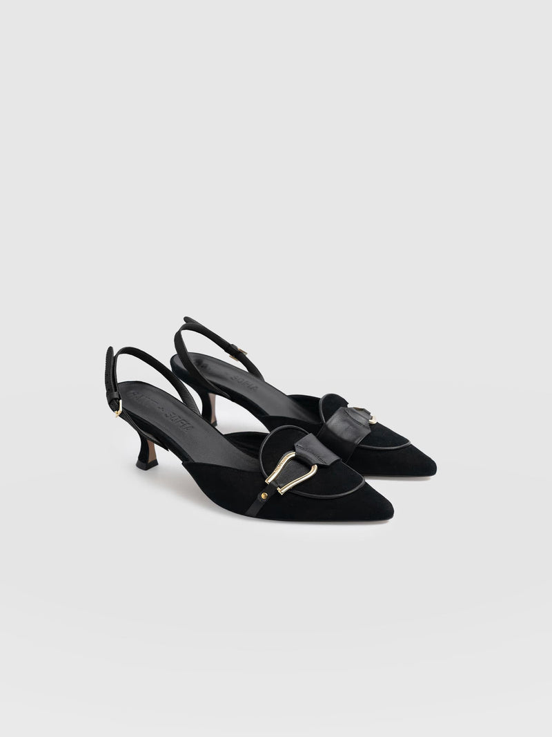 Bridget Sling Back Heels - Black - Women's Sandalss | Saint + Sofia® UK