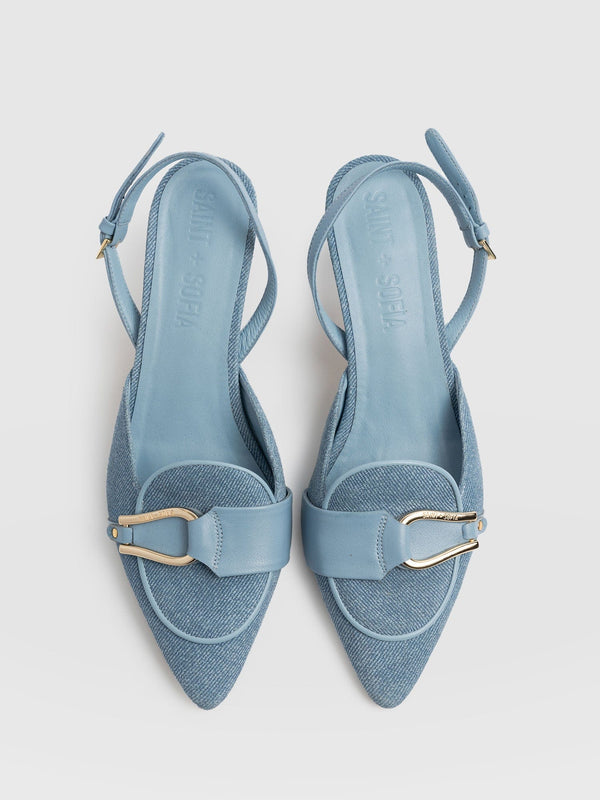 Bridget Sling Back Heels Blue Denim