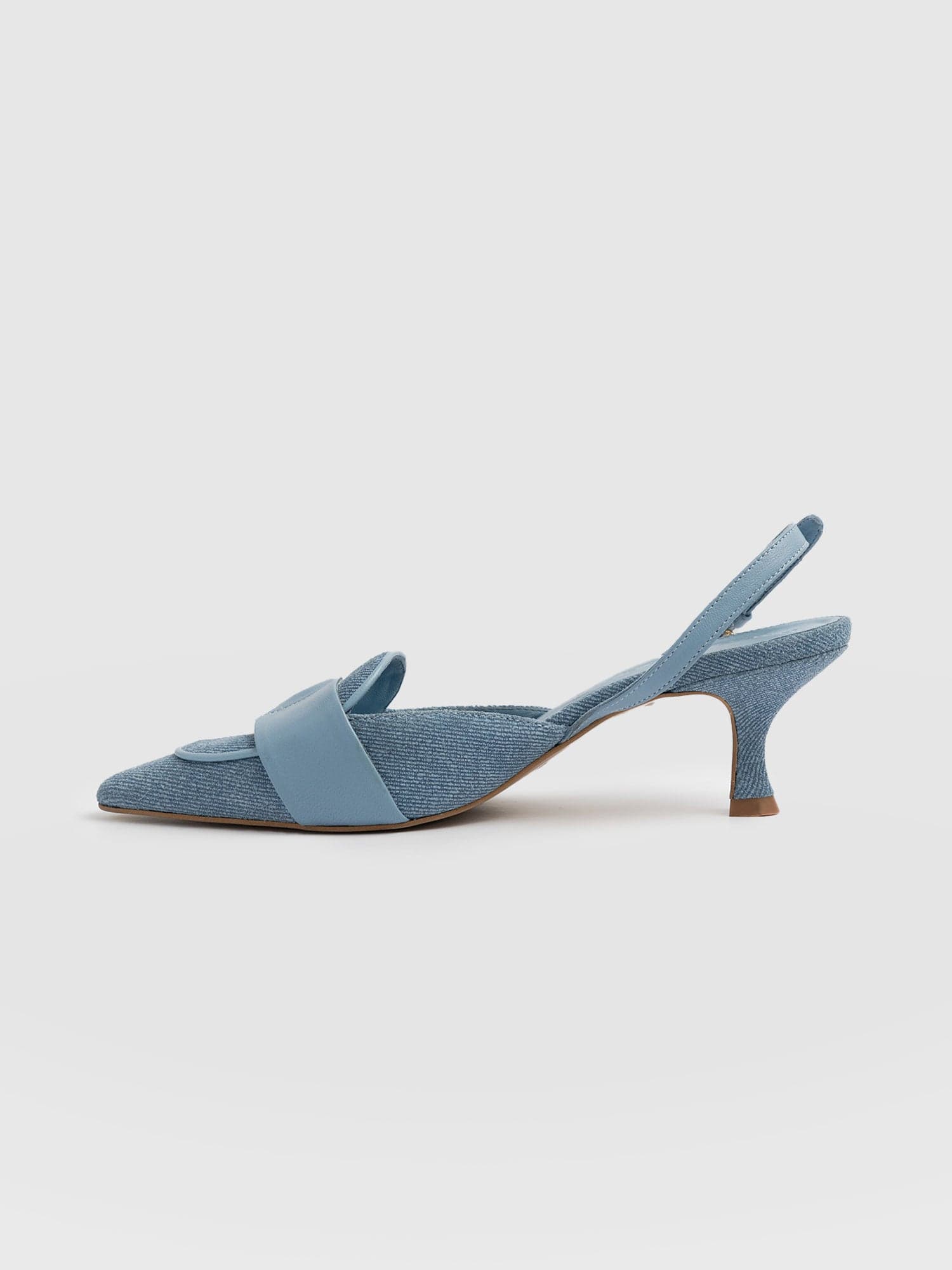Bridget Sling Back Heels Blue Denim
