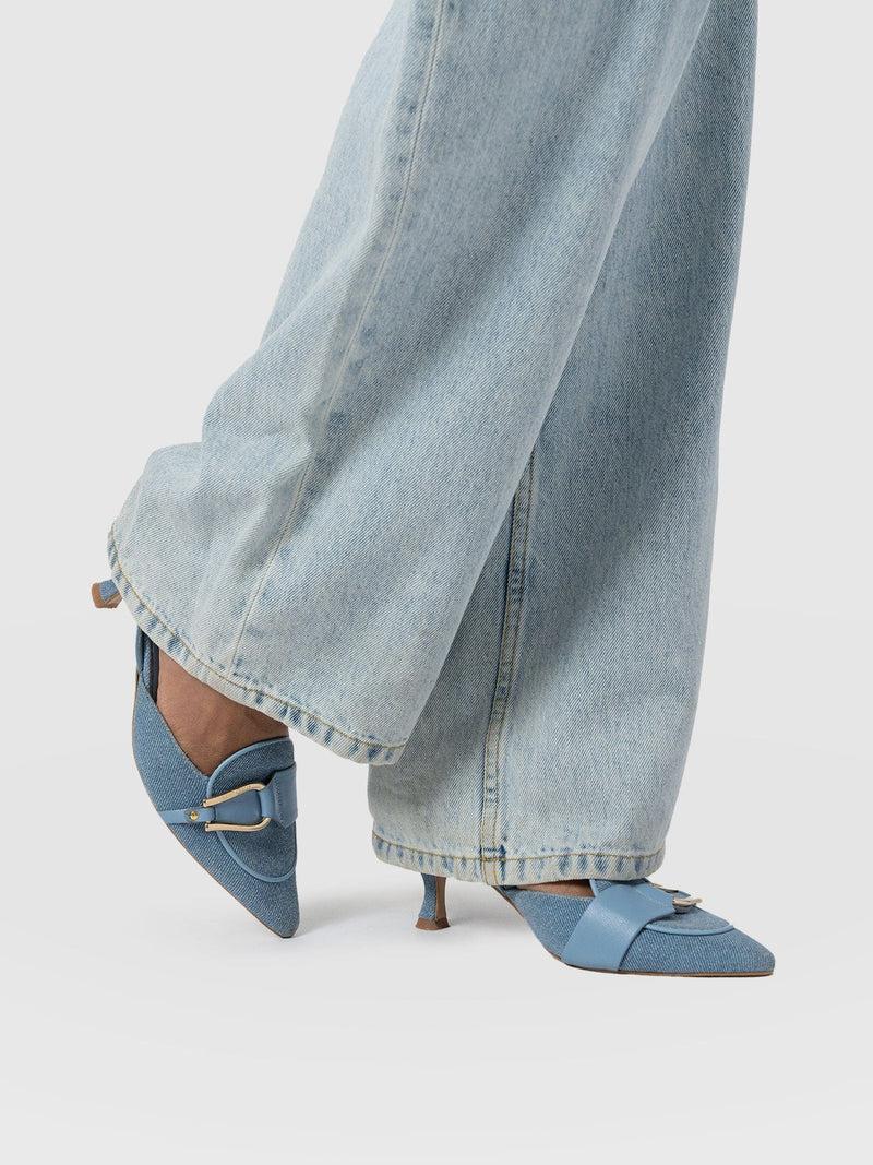 Bridget Sling Back Heels - Blue