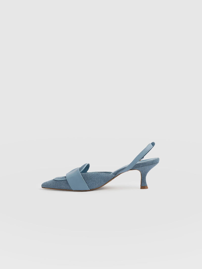 Bridget Sling Back Heels - Blue