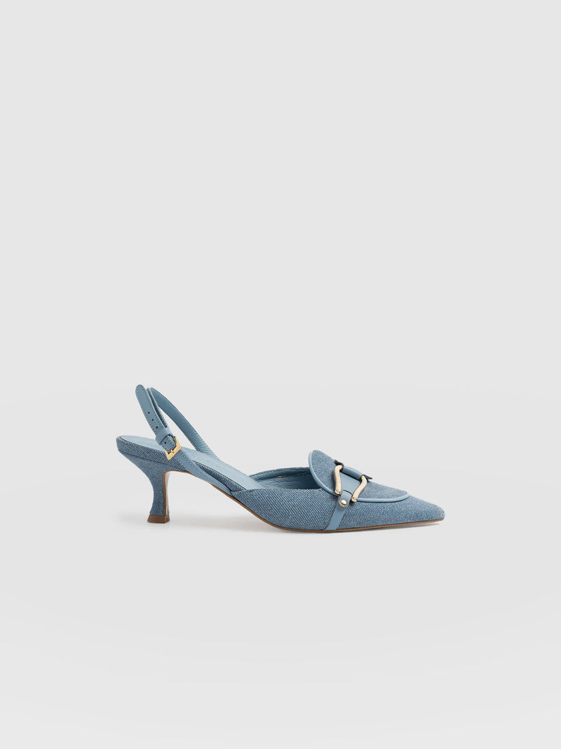 Bridget Sling Back Heels - Blue