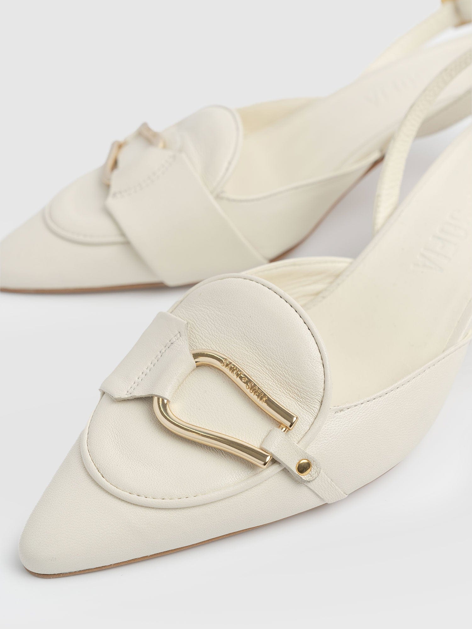 Bridget Sling Back Heels Cream