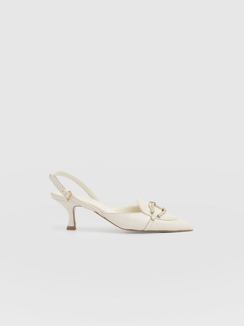 Bridget Sling Back Heels - Cream