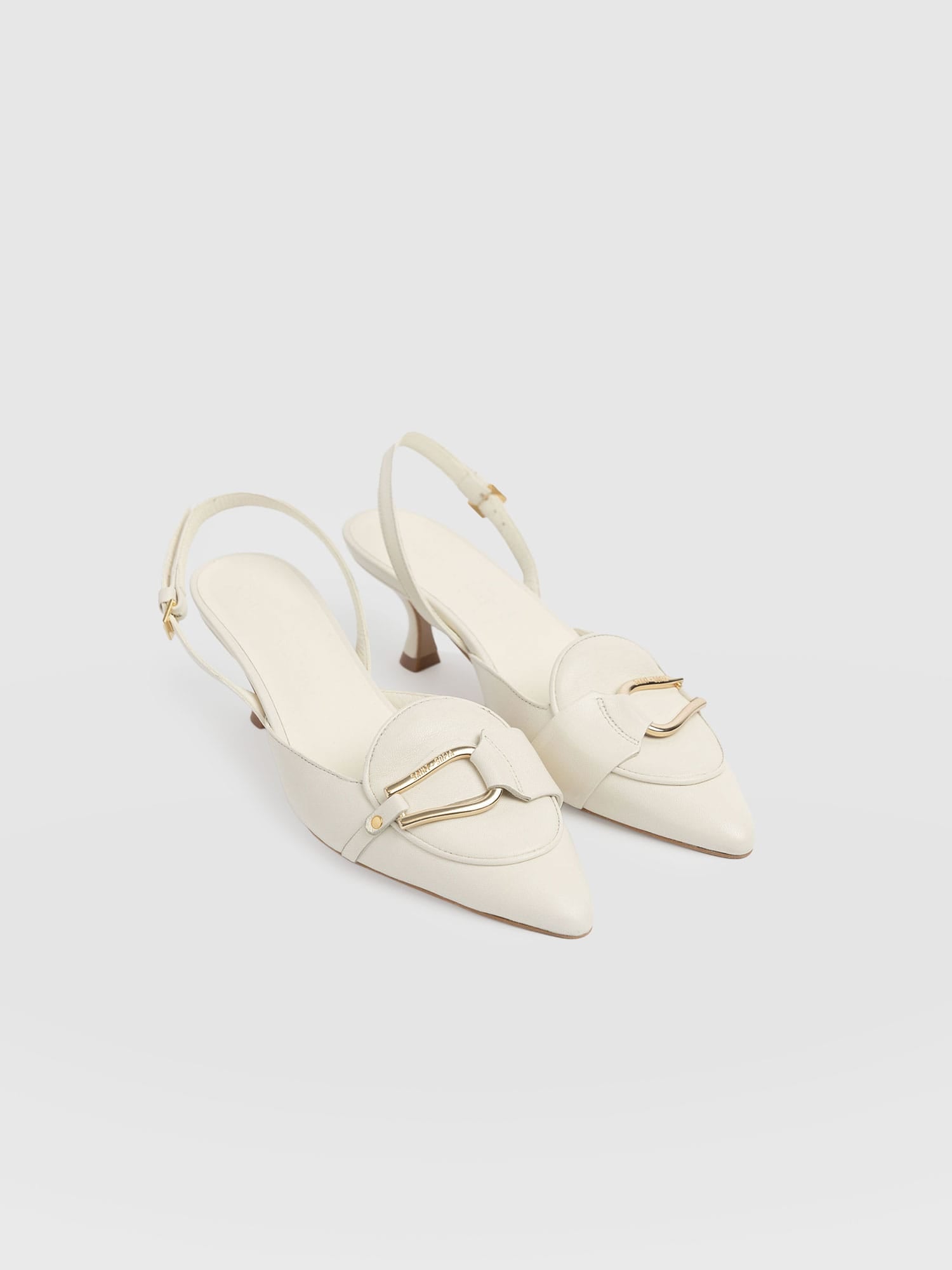 Bridget Sling Back Heels - Cream