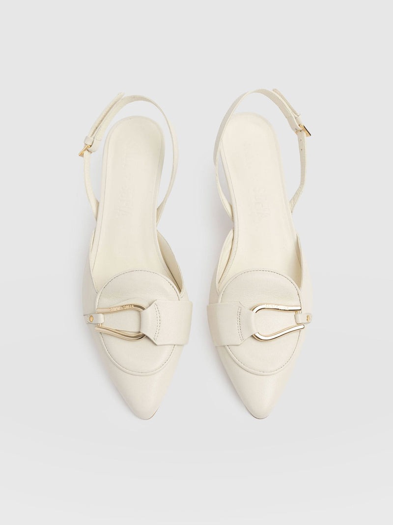 Bridget Sling Back Heels - Cream