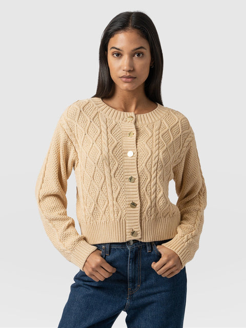 Bronte Cable Cardigan Yellow - Women's Cardigans | Saint + Sofia® UK