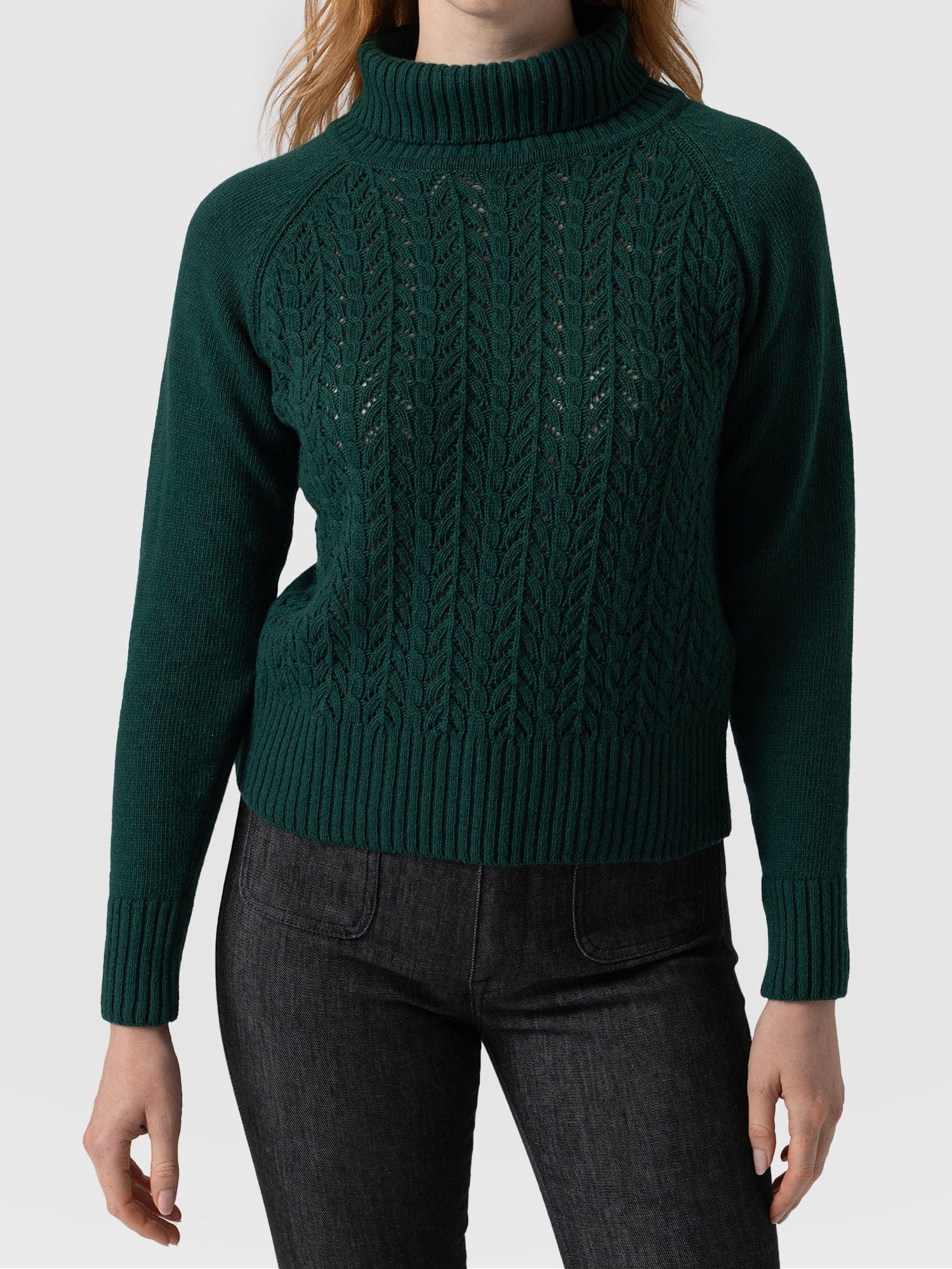 Glen Cable Knit Jumper - Green Cable Knit Jumper Green - Women's Jumper | Saint + Sofia® UK