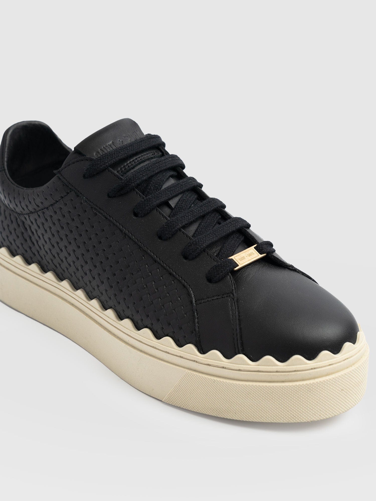 Brook Scallop Trainer Black - Women's Trainers | Saint + Sofia® UK