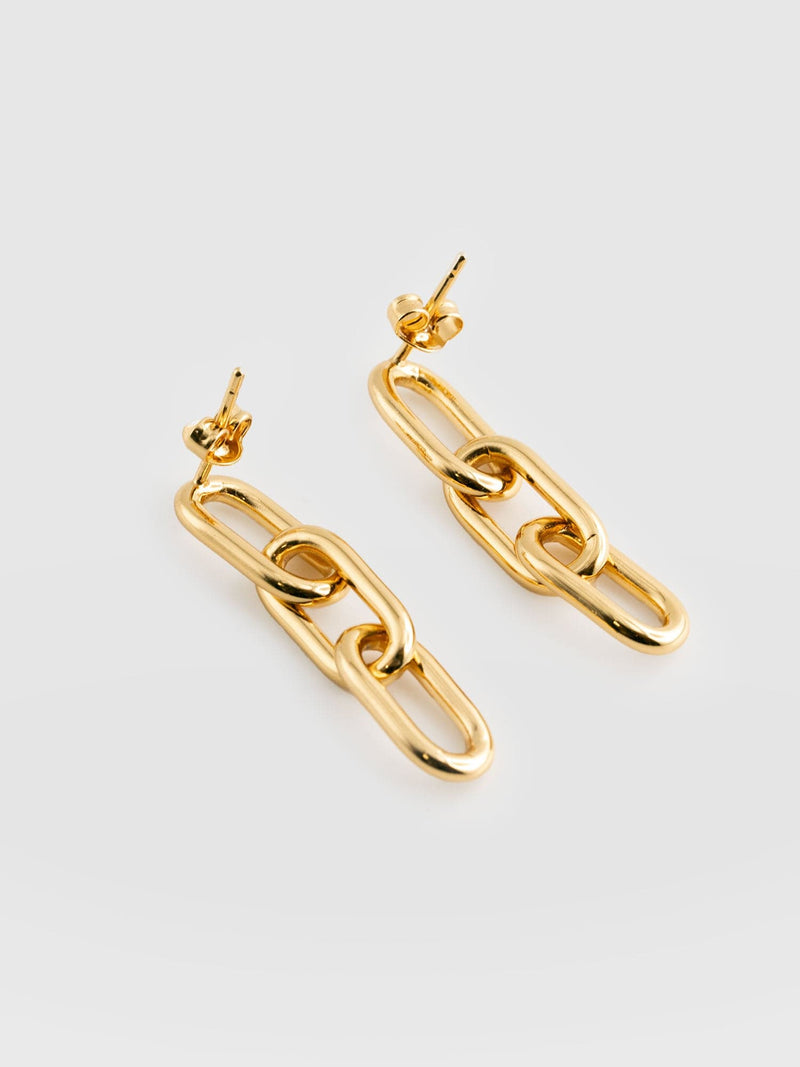 Cable Chain Drop Earrings - Gold
