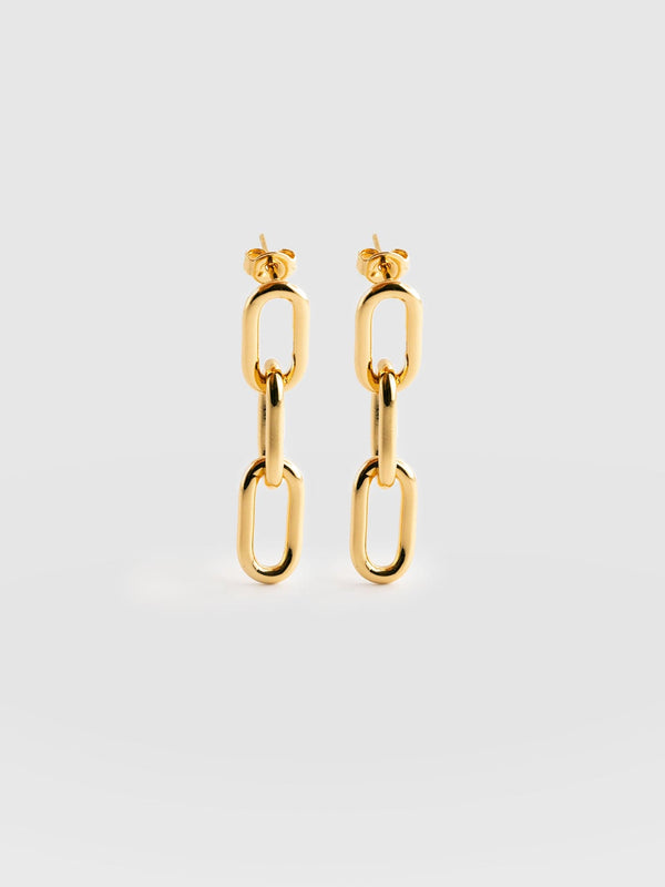 Cable Chain Drop Earrings - Gold