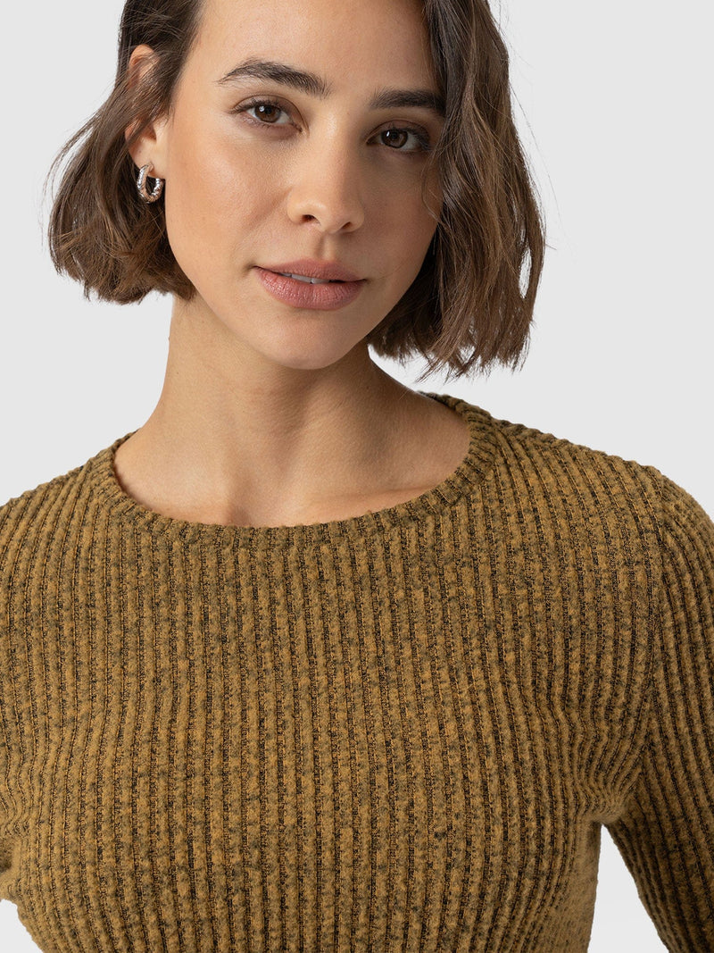 Callie Fluted Tee - Mustard Melange