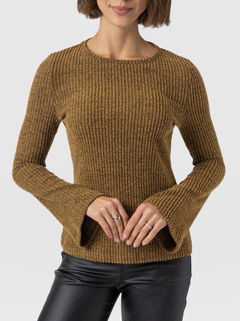 Callie Fluted Tee - Mustard Melange