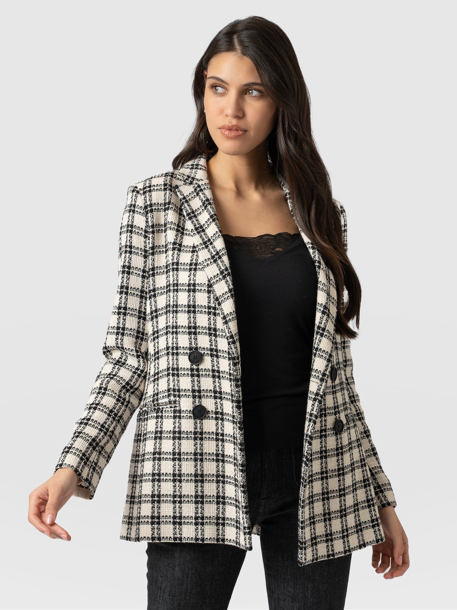 Cambridge Blazer - Black & Cream Check