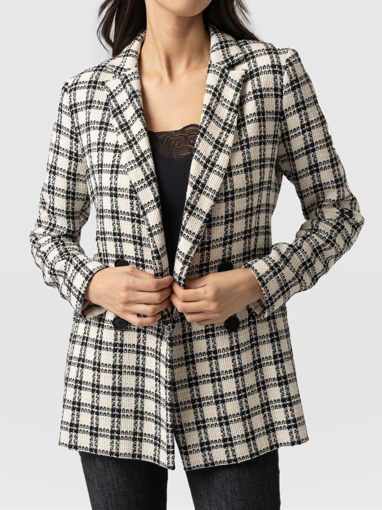 Cambridge Blazer - Black & Cream Check
