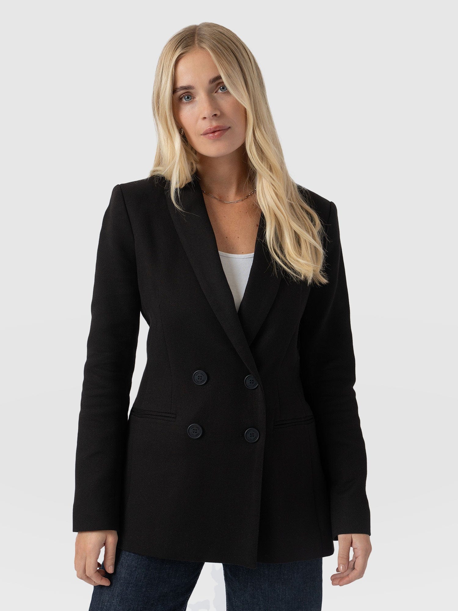 Cambridge Blazer Black Crepe - Women's Blazers | Saint + Sofia® UK