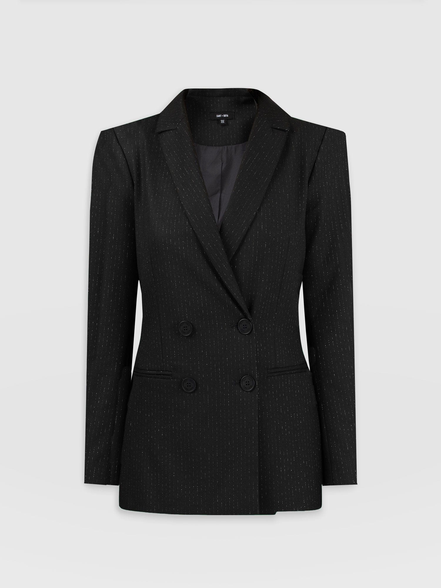 Cambridge Blazer Black Pinstripe - Women's Blazers | Saint and Sofia® UK
