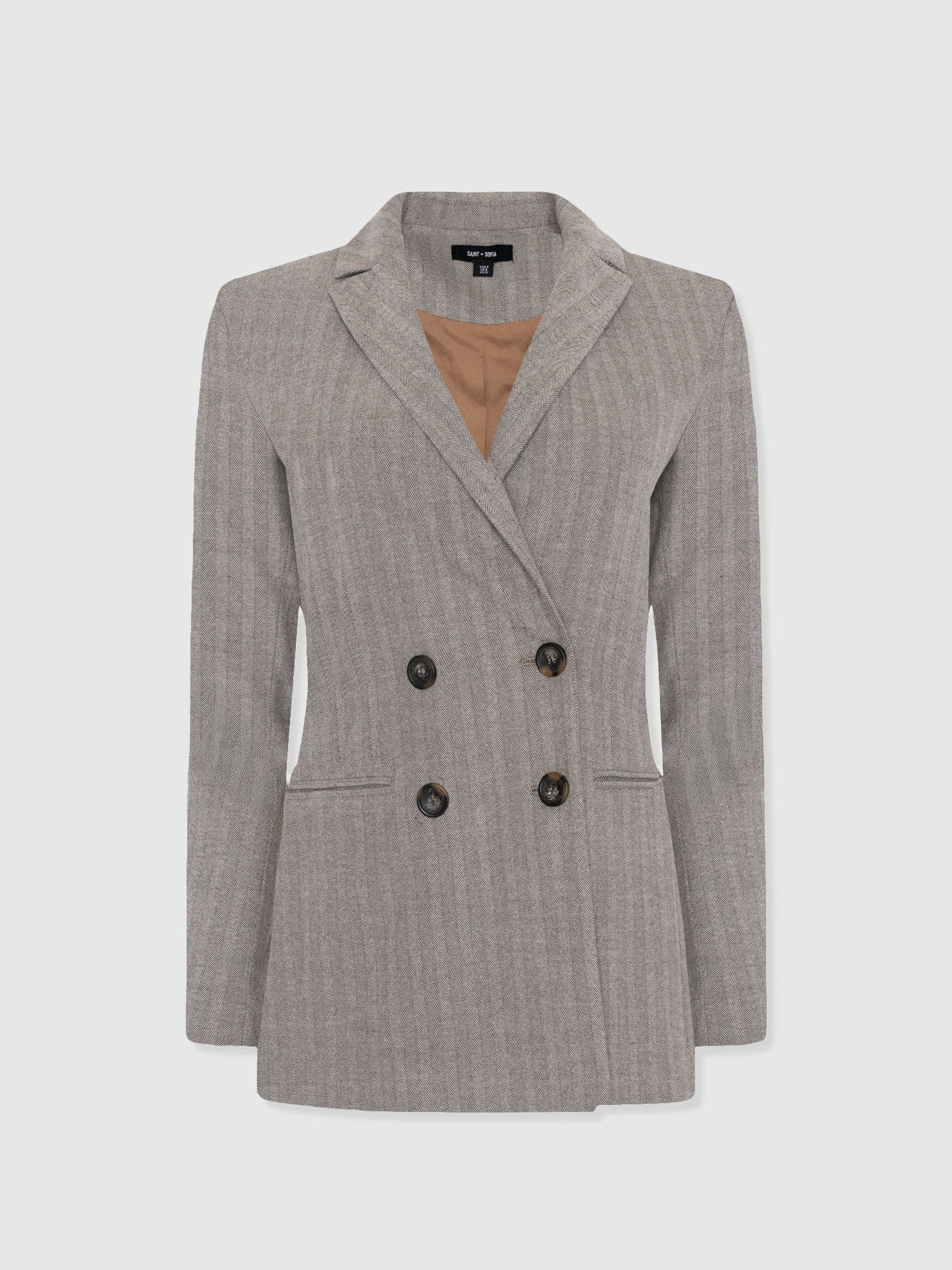 Cambridge Blazer - Brown Herringbone - Women's Jackets | Saint + Sofia® UK