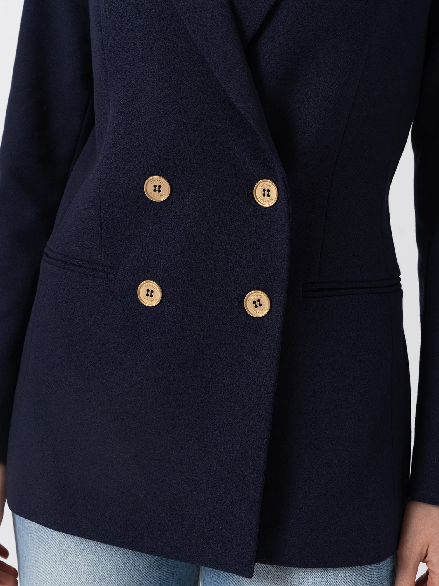 Cambridge Blazer Navy Crepe - Women's Blazers | Saint and Sofia® UK