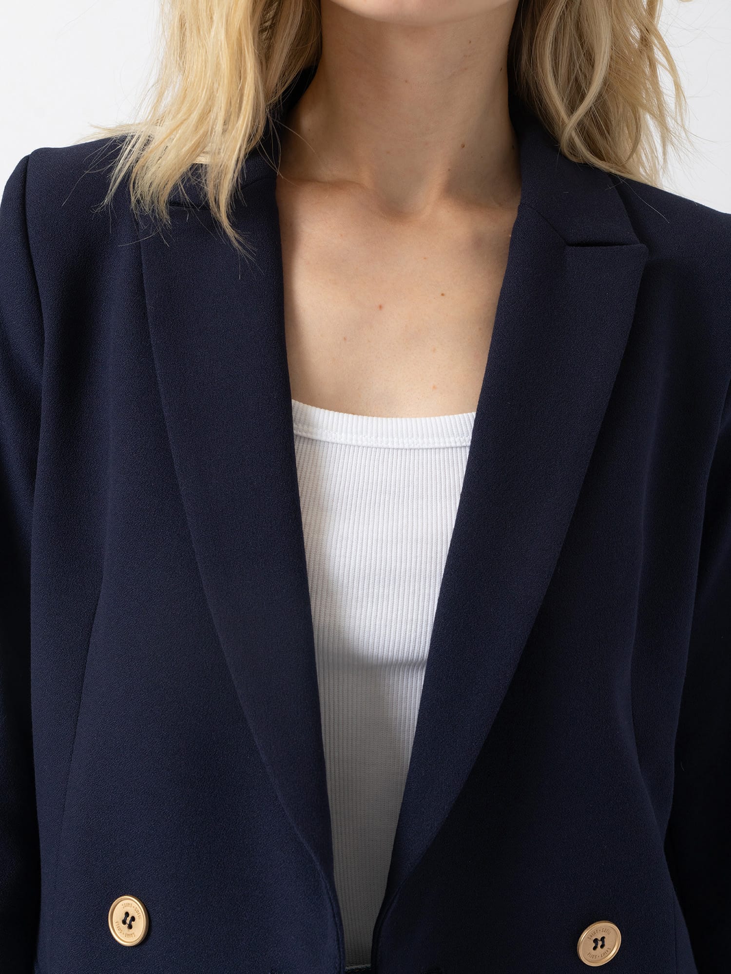Cambridge Blazer Navy Crepe - Women's Blazers | Saint and Sofia® UK