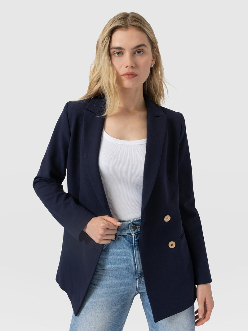 Cambridge Blazer Navy Crepe - Women's Blazers | Saint and Sofia® UK