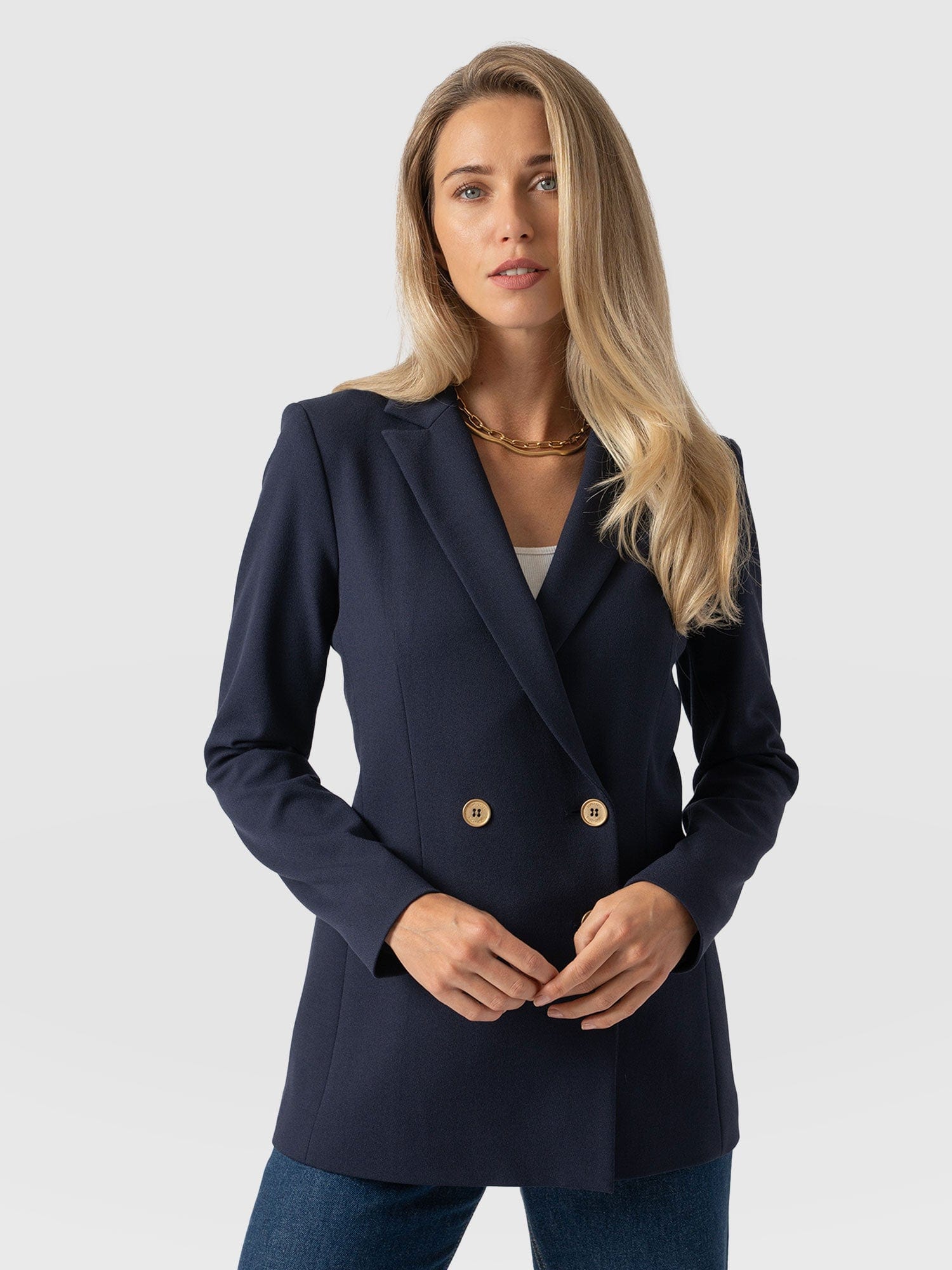 Cambridge Blazer Navy Crepe - Women's Blazers | Saint + Sofia® UK
