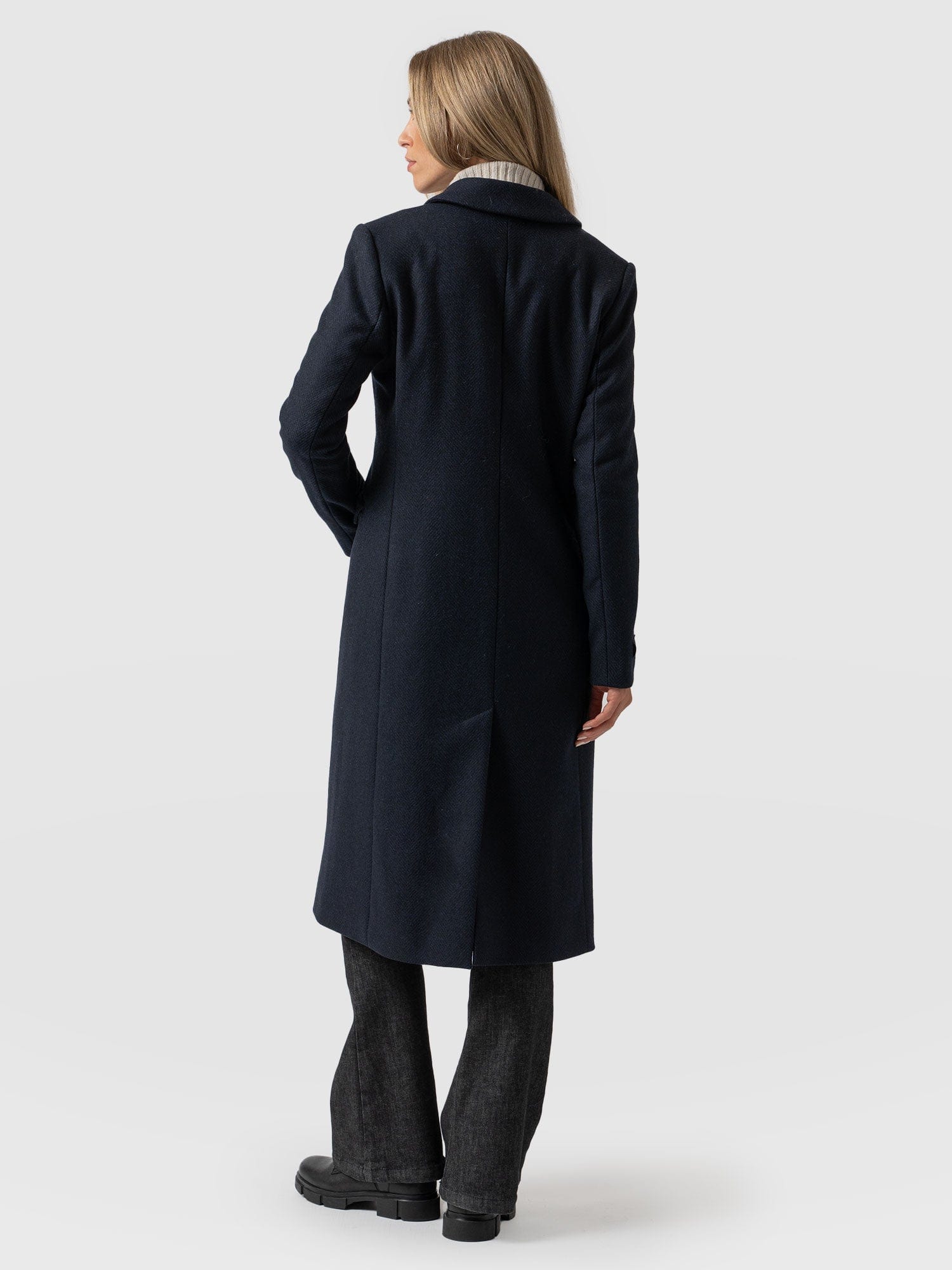 Cambridge Coat Navy Chevron - Women's Coats | Saint + Sofia® UK