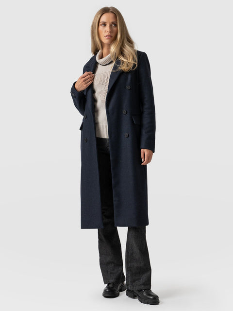 Cambridge Coat Navy Chevron - Women's Coats | Saint + Sofia® UK