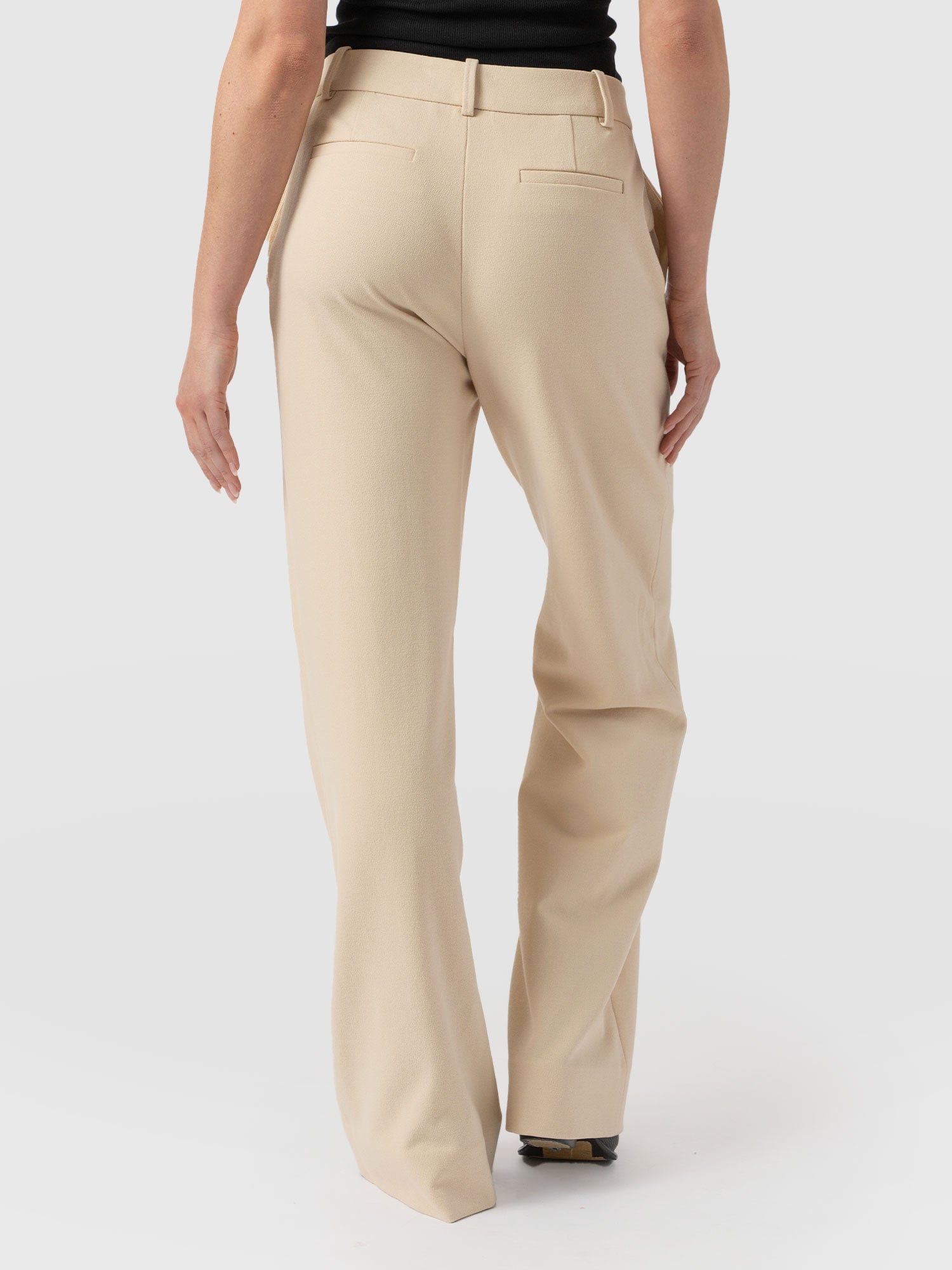 Cambridge Tailored Wide Leg Pant Beige - Women's Trousers | Saint + Sofia® UK