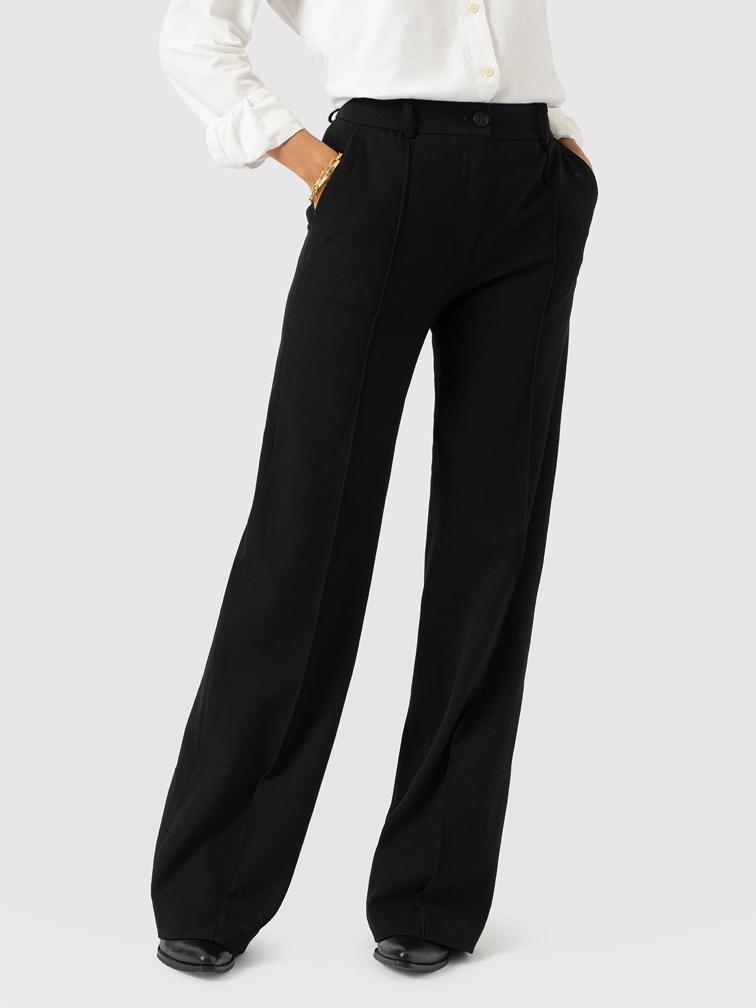 Cambridge Tailored Wide Leg Pant Black - Women's Trousers | Saint and Sofia® UK