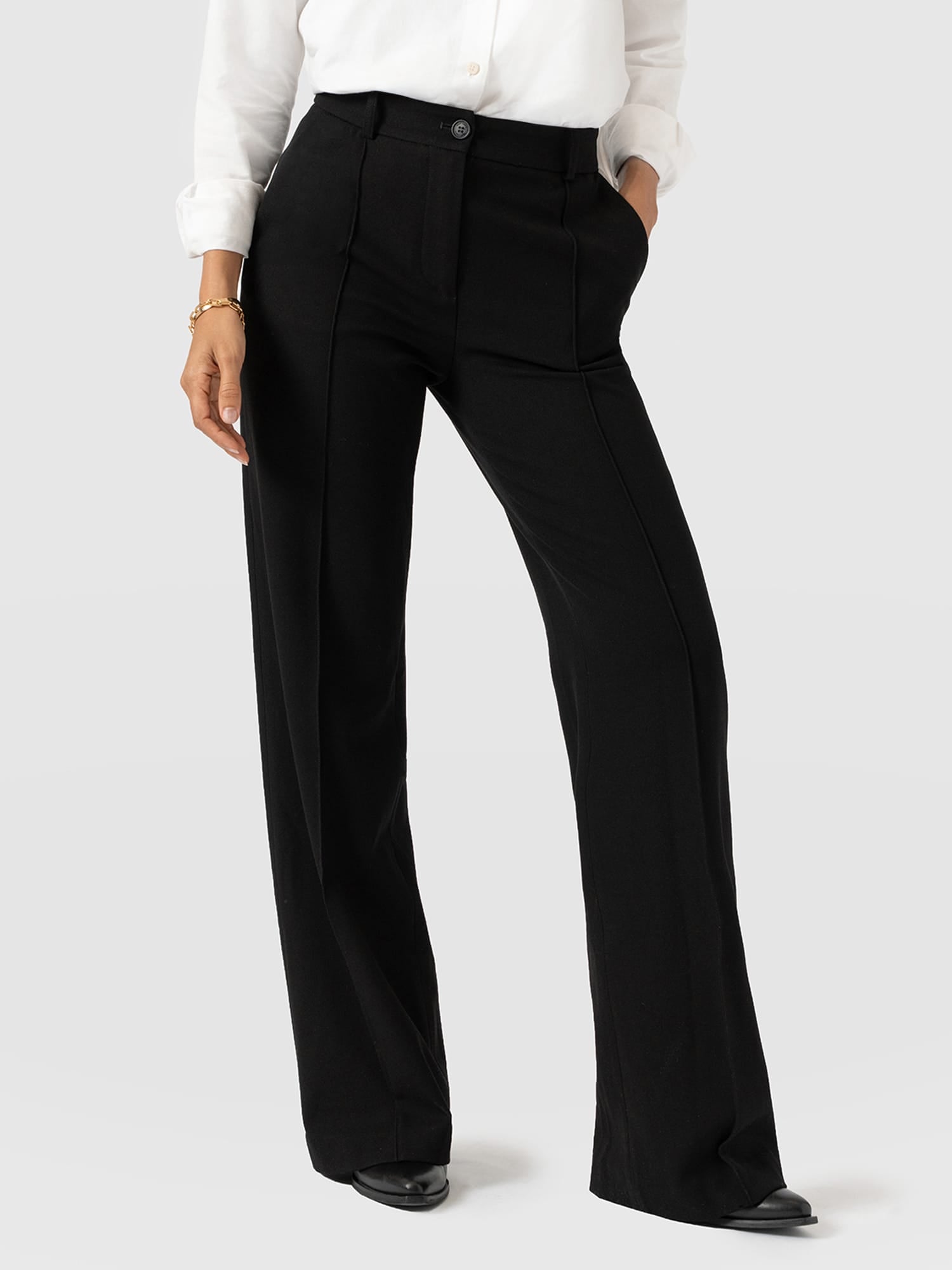 Cambridge Tailored Wide Leg Pant Black - Women's Trousers | Saint and Sofia® UK
