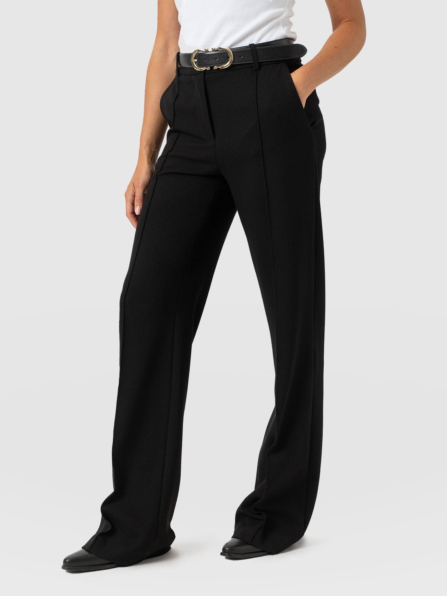 Cambridge Tailored Wide Leg Pant Black - Women's Trousers | Saint + Sofia® UK