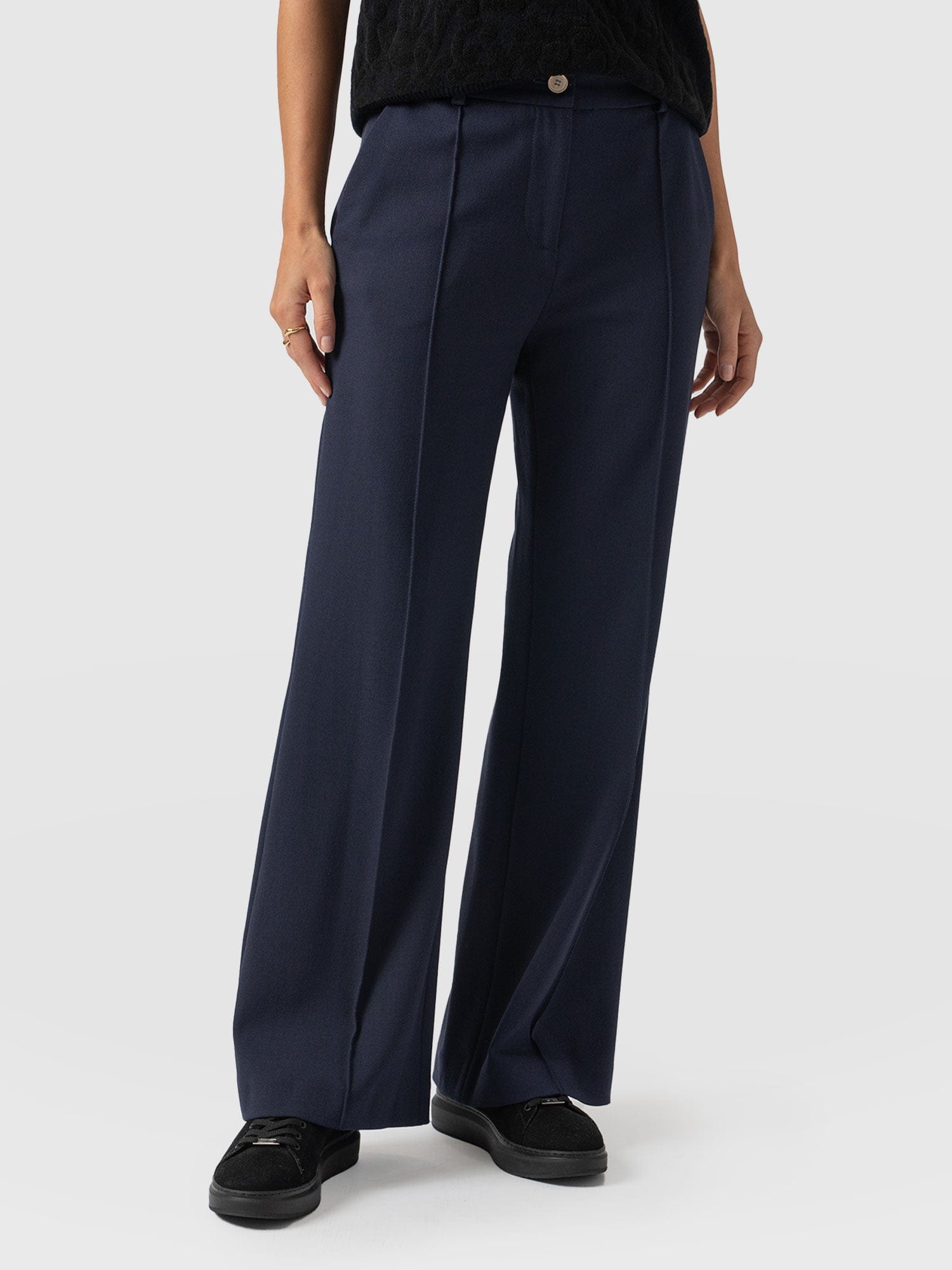 Cambridge Tailored Wide Leg Pant Navy - Women's Trousers | Saint + Sofia® UK