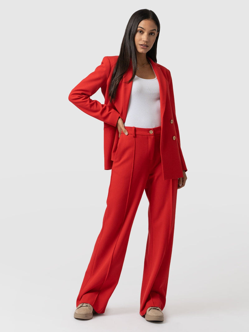 Cambridge Tailored Wide Leg Pant - Red