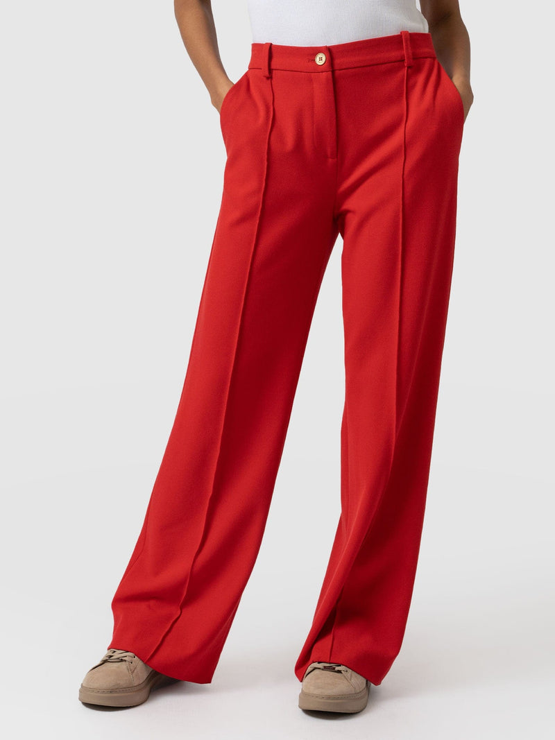 Cambridge Tailored Wide Leg Pant Red - Women's Trousers
