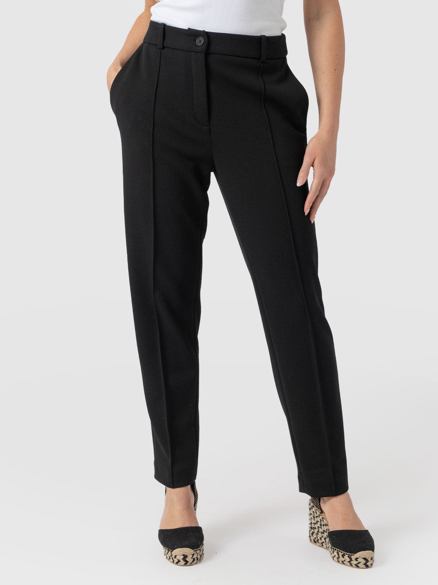 Cambridge Tapered Pant - Black - Women's Trouserss | Saint + Sofia® UK