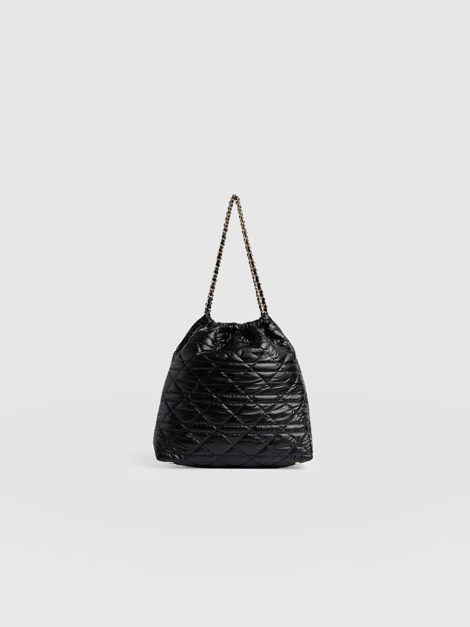 Camilla Drawstring Tote Bag - Black