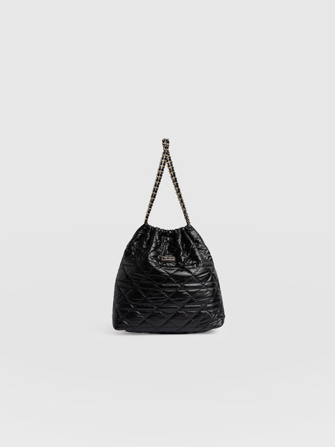 Camilla Drawstring Tote Bag - Black