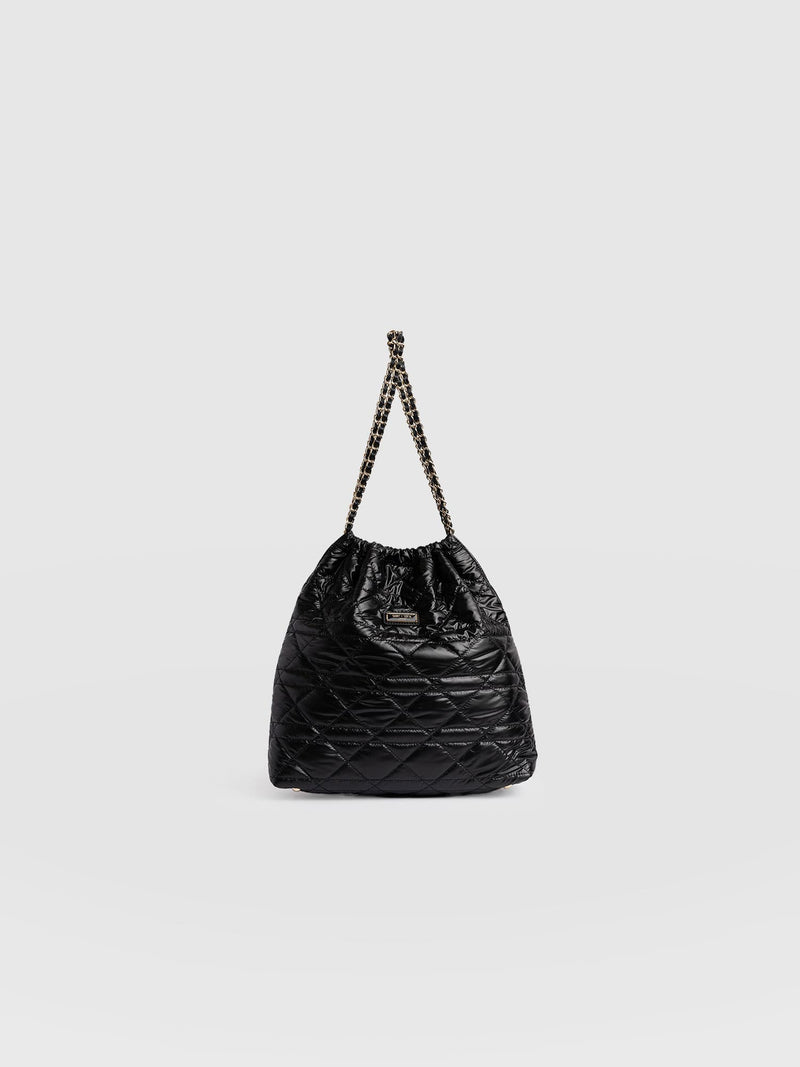 Camilla Drawstring Tote Bag - Black