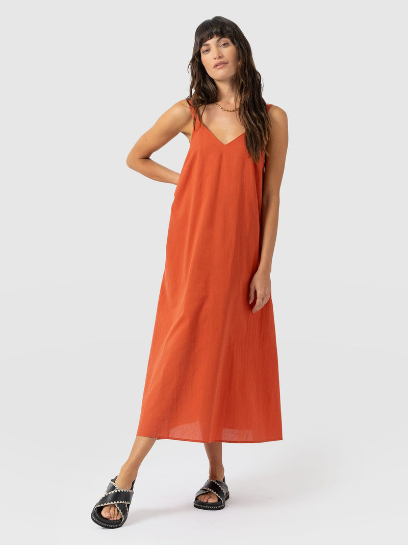 Candice A - Line Dress - Burnt Orange - Women's Dresses | Saint and Sofia® UK