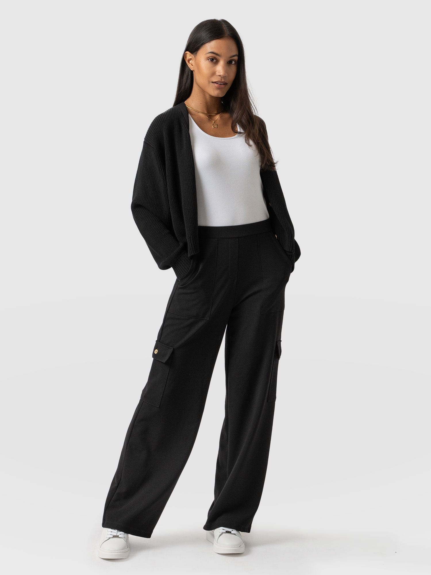 Cargo Chelsea Wide Leg Pant Black  - Women's Trousers | Saint + Sofia® UK