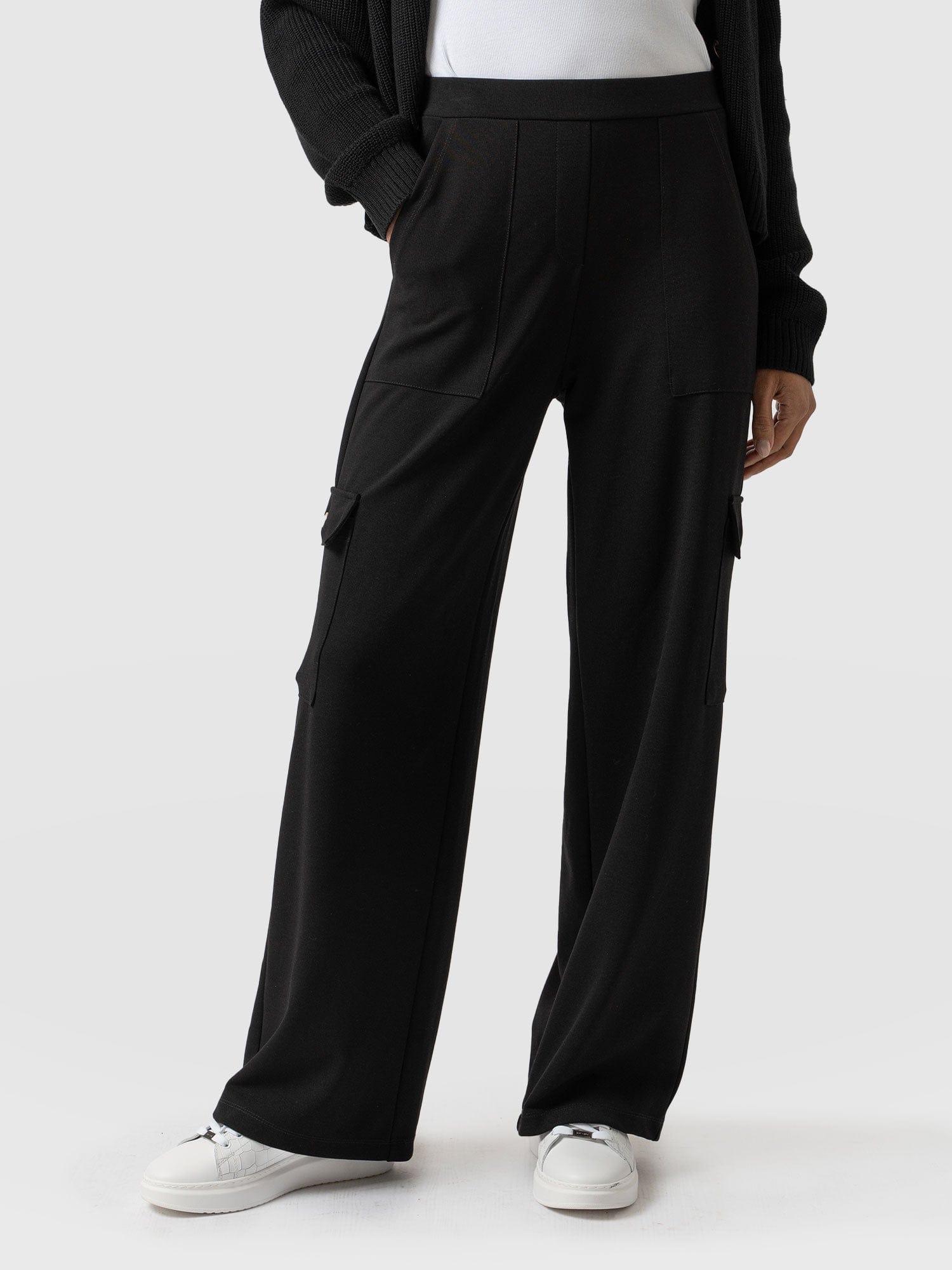 Cargo Chelsea Wide Leg Pant Black  - Women's Trousers | Saint + Sofia® UK
