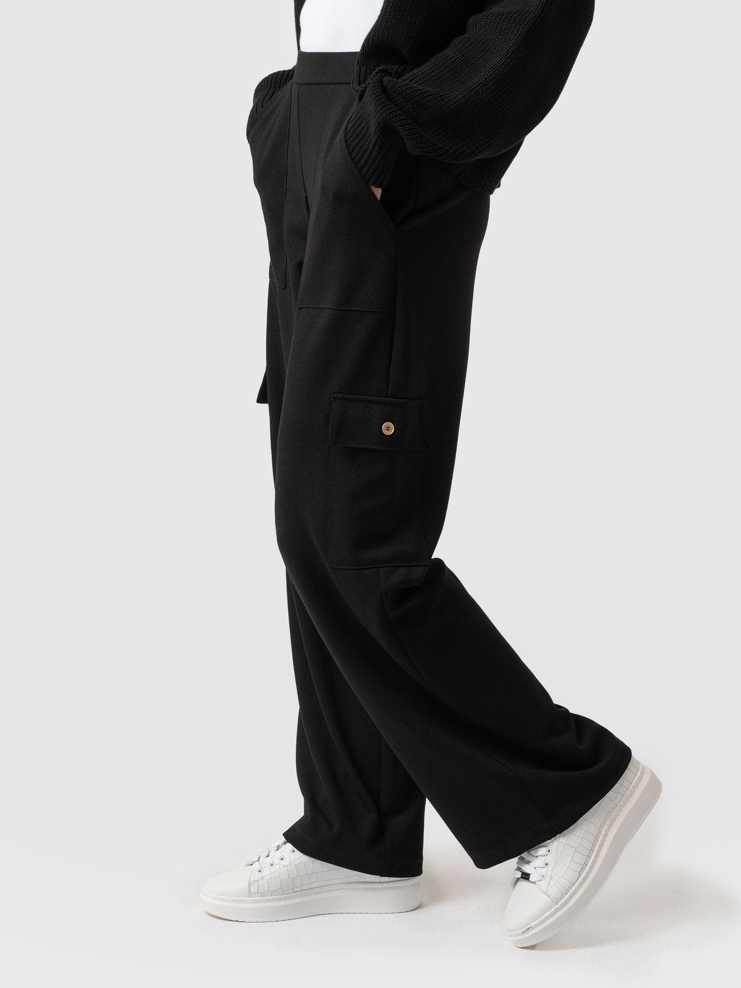 Cargo Chelsea Wide Leg Pant Black  - Women's Trousers | Saint + Sofia® UK