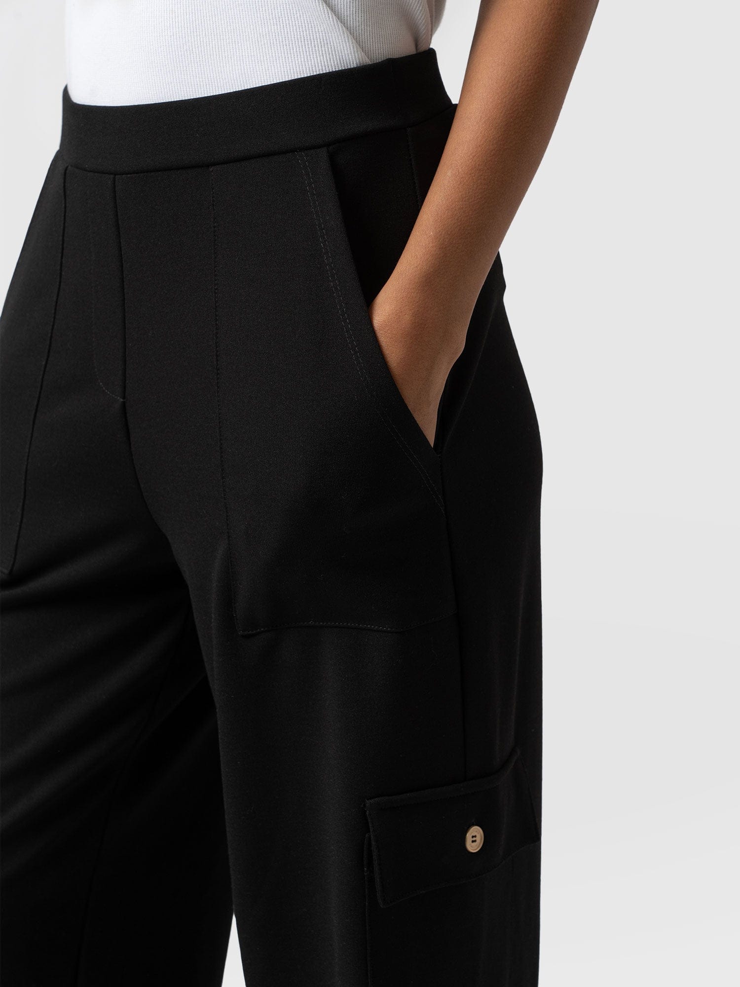 Cargo Chelsea Wide Leg Pant Black  - Women's Trousers | Saint + Sofia® UK