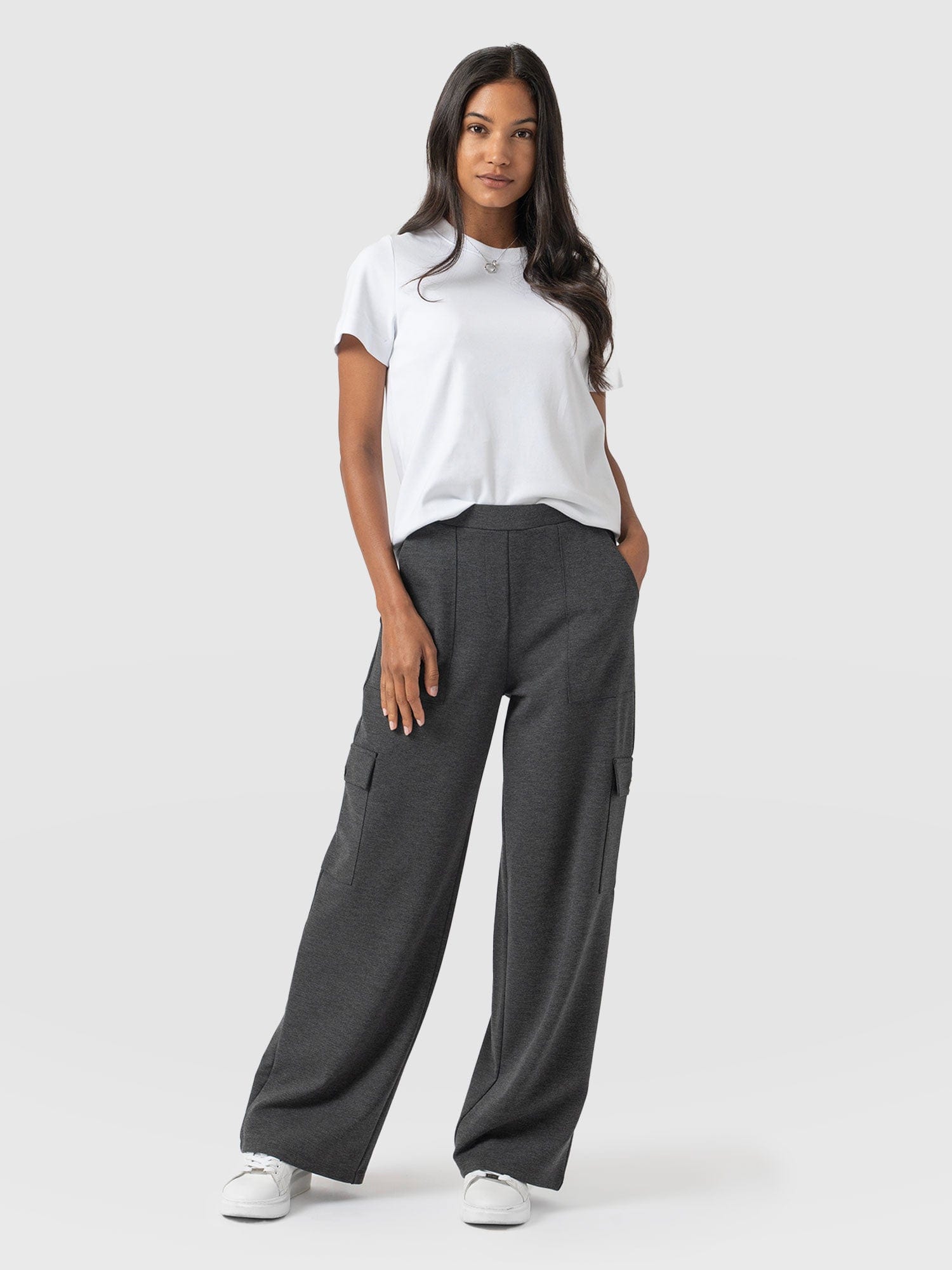 Cargo Chelsea Wide Leg Pant Charcoal  - Women's Trousers | Saint + Sofia® UK